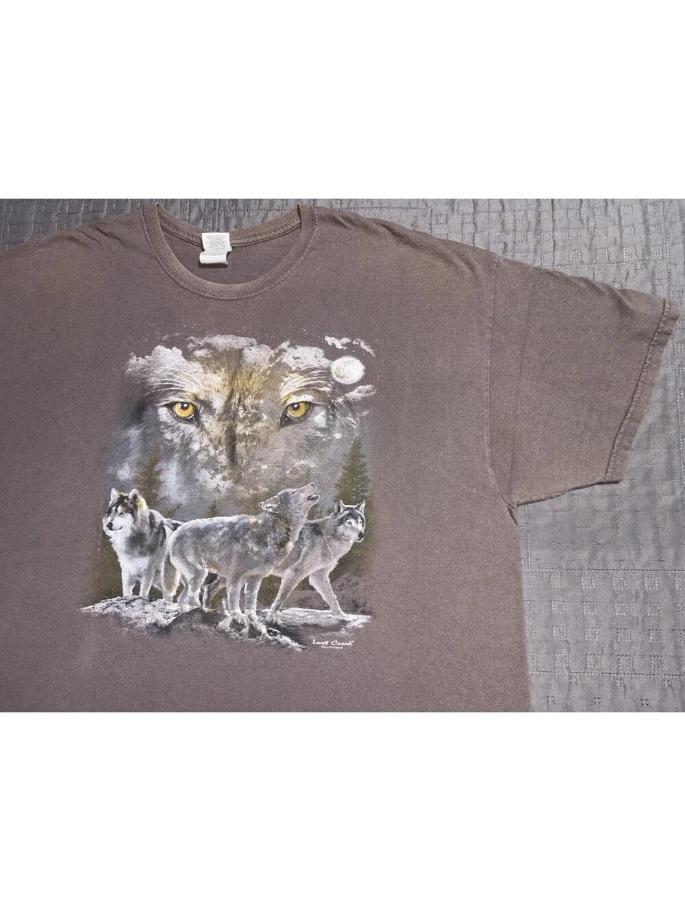 Vintage Y2K Lost Creek Outfitters Wolf T Shirt 2XL Gildan Heavy Cotton Wolves